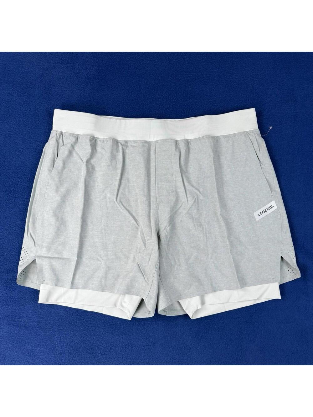 New Legends Forum Lite Short Platinum Men Size 2XL 4-Way Stretch Lined Gym Run